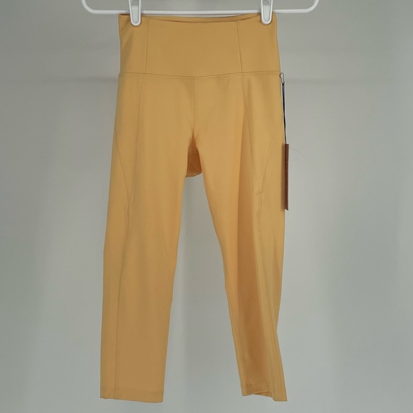 GIRLFRIEND COLLECTIVE NWT HIGH WAIST CAPRI LEGGINGS SUNBURST YELLOW EXTRA SMALL - Picture 3 of 9